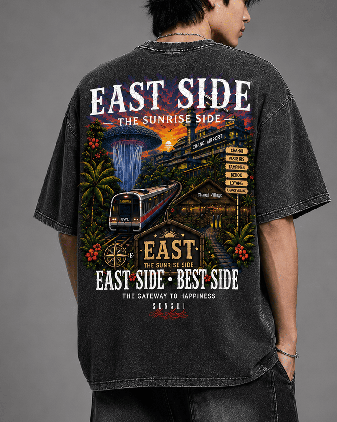 EAST SIDE BEST SIDE PREMIUM OVERSIZED VINTAGE TEE