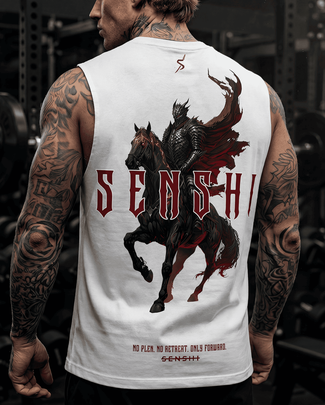 RED KNIGHT WHITE TEE/TANK